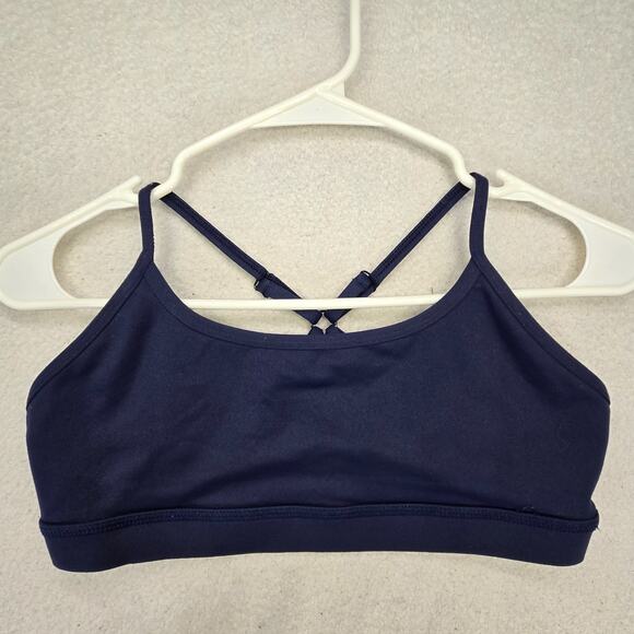 Buffbunny Sports Bra Womens Large Blue Pullover Smooth No Padding Strappy Yoga - Picture 1 of 6